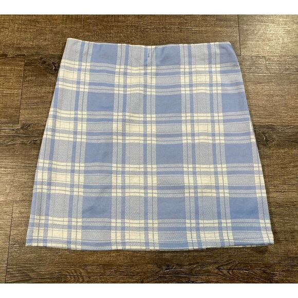 Hesperus Retro 90s Plaid Mini Skirt Blue Stretch Clueless Size M - Picture 8 of 8